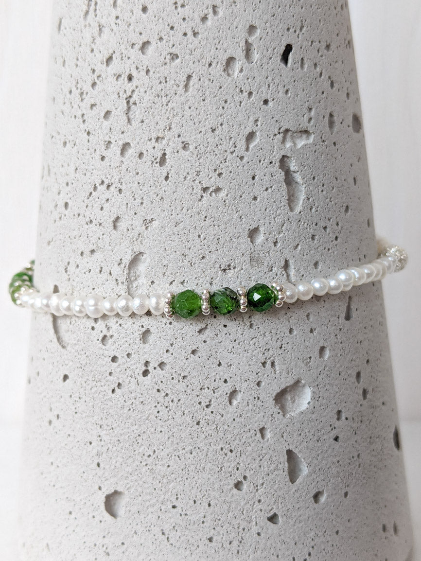 Perlenarmband mit grünem Diospid & Silber online kaufen