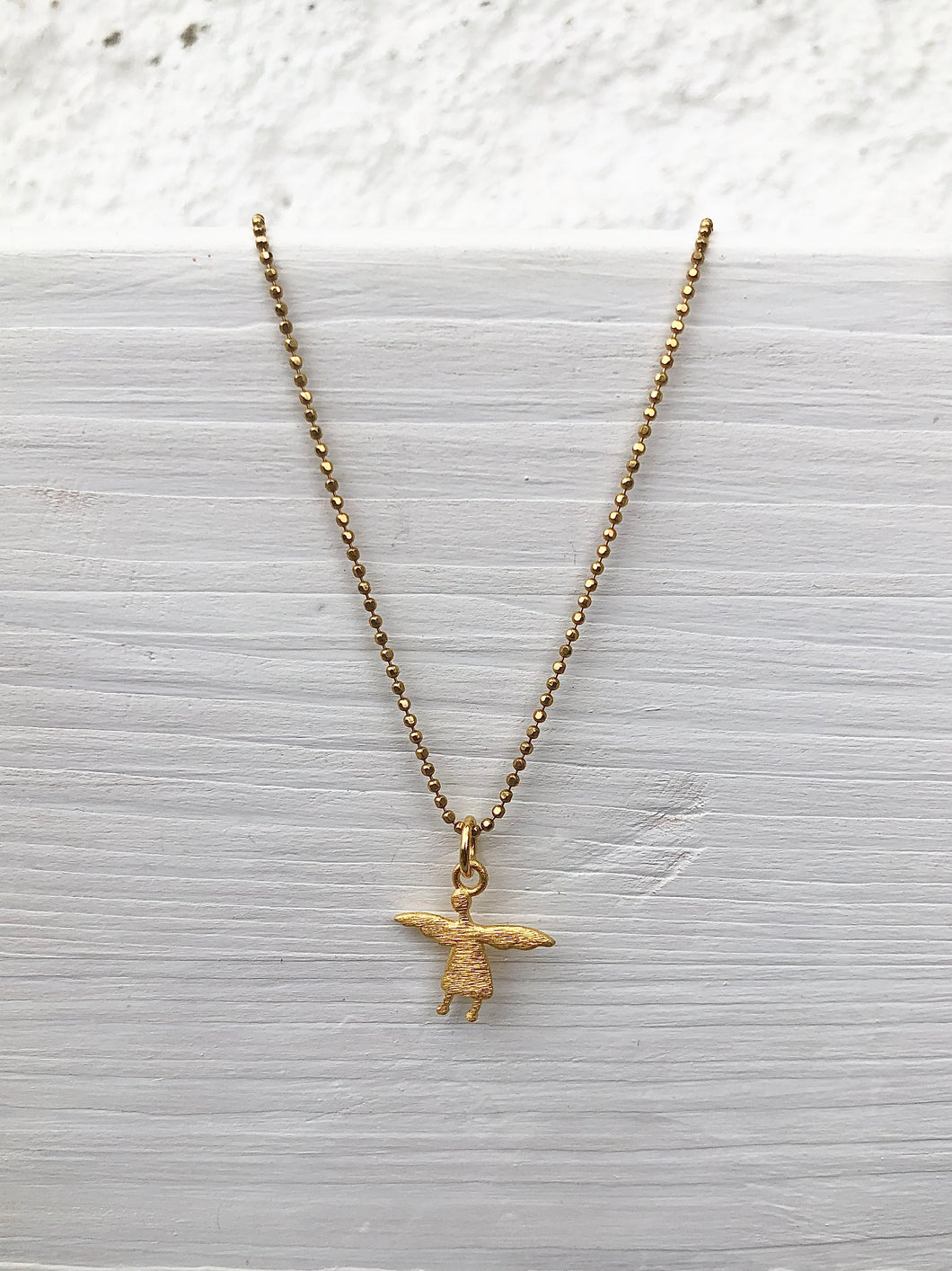 Silberkette mit Silberanhänger - Engel (gold)