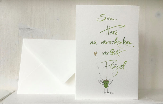 Handgeschriebene Postkarte mit Zitat & Frosch-Motiv online kaufen