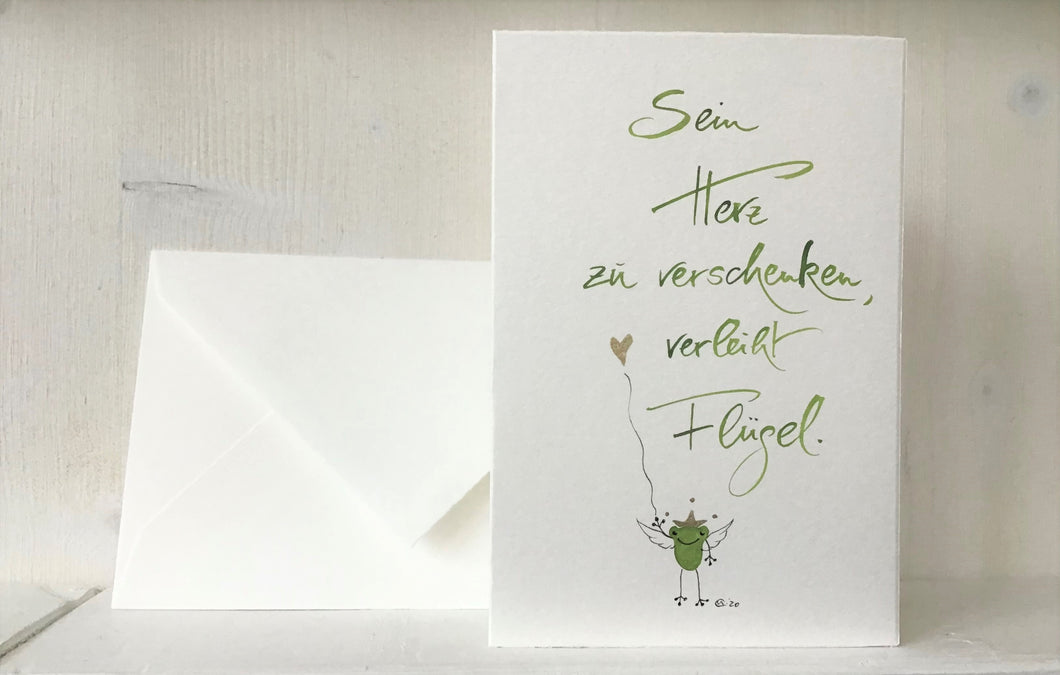 Handgeschriebene Postkarte mit Zitat & Frosch-Motiv online kaufen