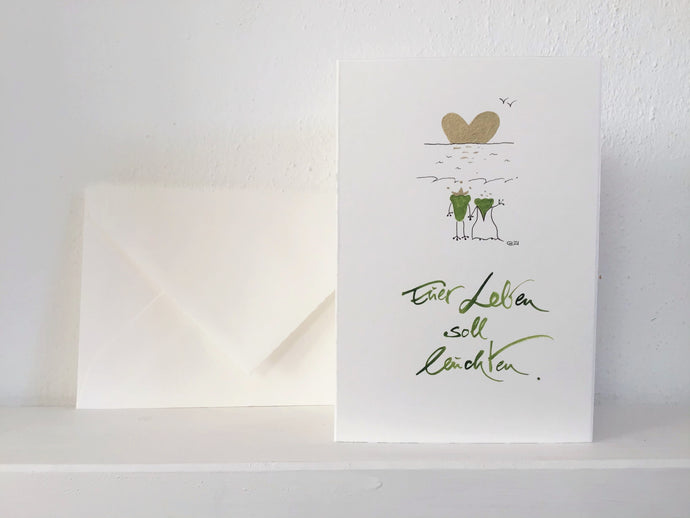 Handgemalte Hochzeitskarte inklusive Umschlag mit Motiv online bestellen