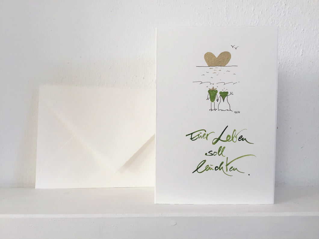 Handgemalte Hochzeitskarte inklusive Umschlag mit Motiv online bestellen