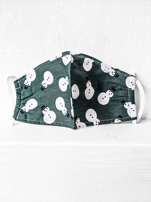 Gesichtsmaske online kaufen grün mit Schneemann weihnachtsmotiv online kaufen