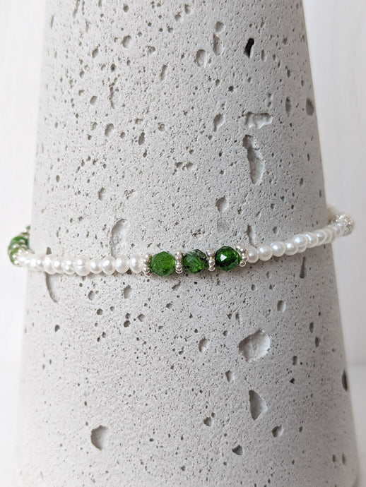 Perlenarmband mit grünem Diospid & Silber online kaufen