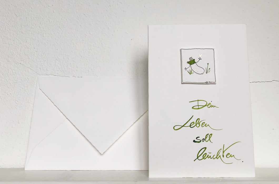Handgemachte Postkarte für Neugeborene Dein Leben soll leuchten mit Mini-Bild Onlineshop